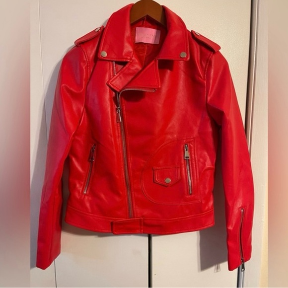 New Azalea Wang Cherry Red Faux Leather Jacket - Picture 6 of 8